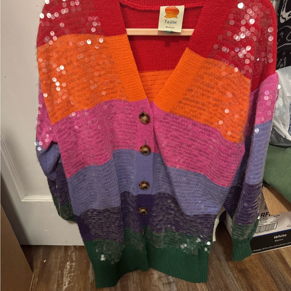 Farm Rio Multicolor Striped Sweater